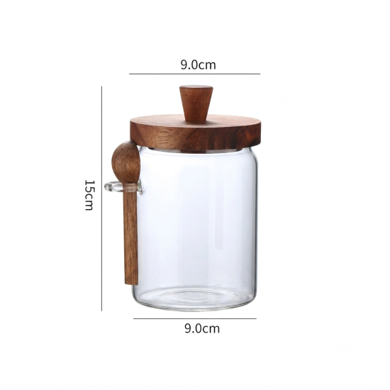 Glass Jar with Wooden Spoon 600 ml